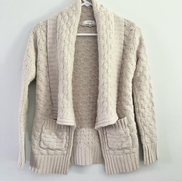 Aritzia Talula Open Sweater Woven w Lambswool Angora Cashmere XXS Cream Cardigan - Picture 1 of 7